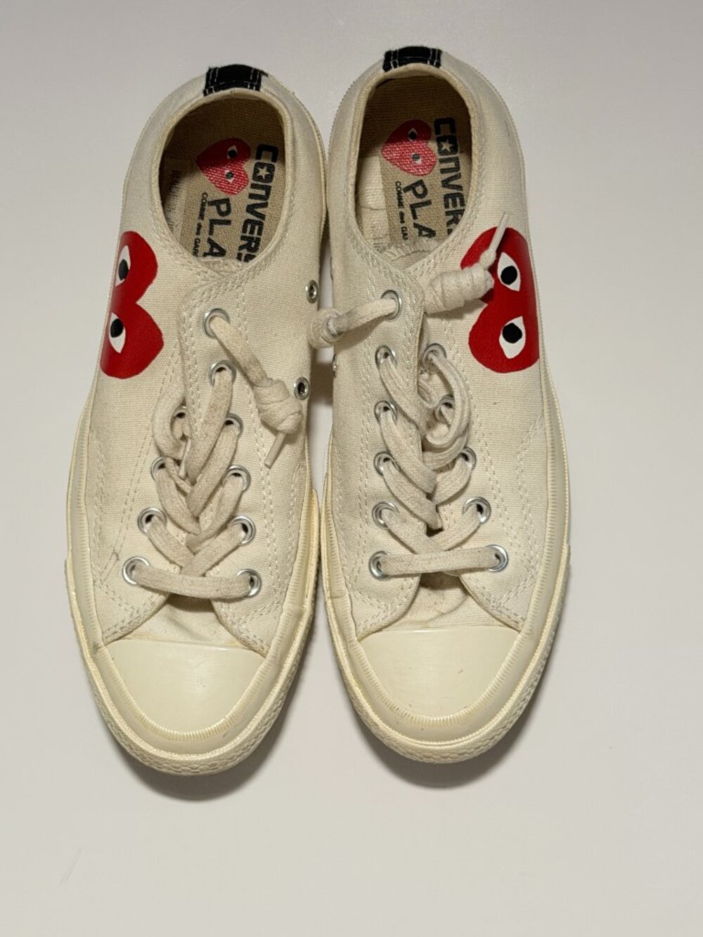 Converse x Comme des Garçons PLAY Chuck Taylor Low Top Sneakers | Cream | Sz 8